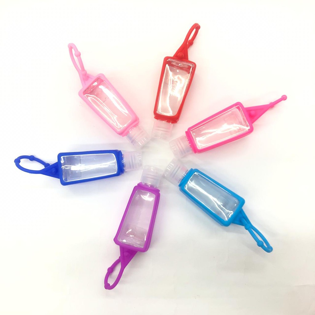 kit c/ 2 Chaveiro Garrafinha Álcool Em Gel Portátil Colorido