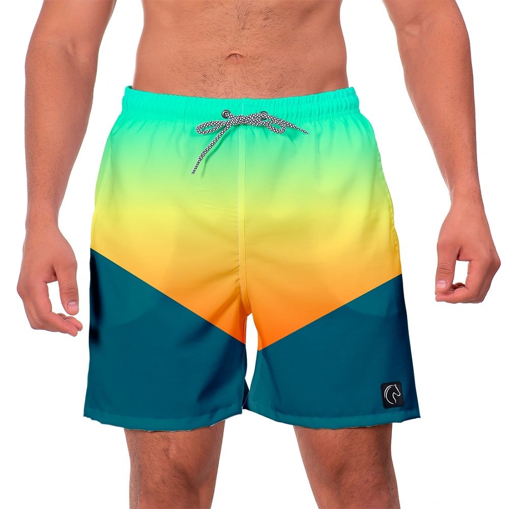 Short Masculino Estilo Bandeira Cores Bermuda Masculina Premium Leve Moda Praia Casual Durável Seca Rápido
