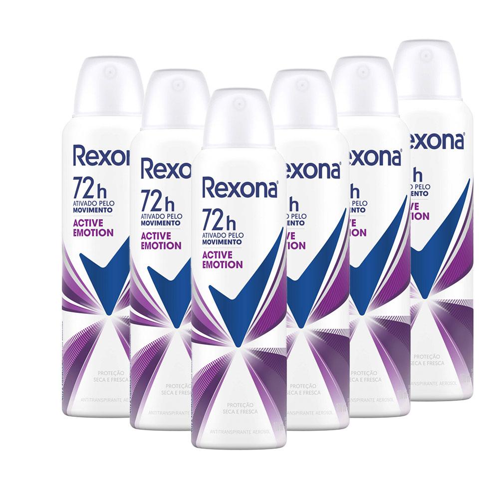 Kit 6 Desodorantes Rexona Motionsense Antitranspirante Aerossol Active Emotion 150ml em Oferta na Shopee