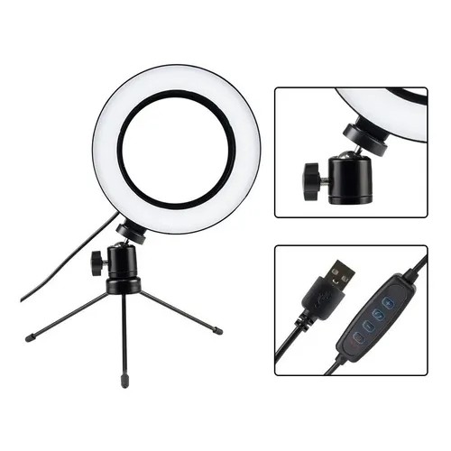 Ring Light de Mesa Blogueira Portátil Luminária De Led 6 Polegadas + Tripé De 16 Cm Right MING
