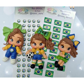 Adesivo resinado bandeira do BRASIL, aplique de biscuit e personalizados em Oferta na Shopee