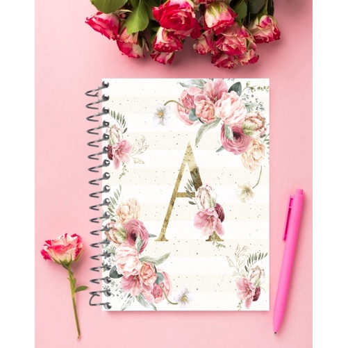 Mini Caderno personalizado - Capa Dura - Floral
