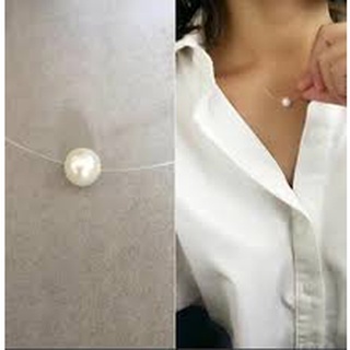 Colar Choker Feminino Conjunto Fio de nylon Ponto de Pérola + Brinco Perola tendência moda Envio Imediato