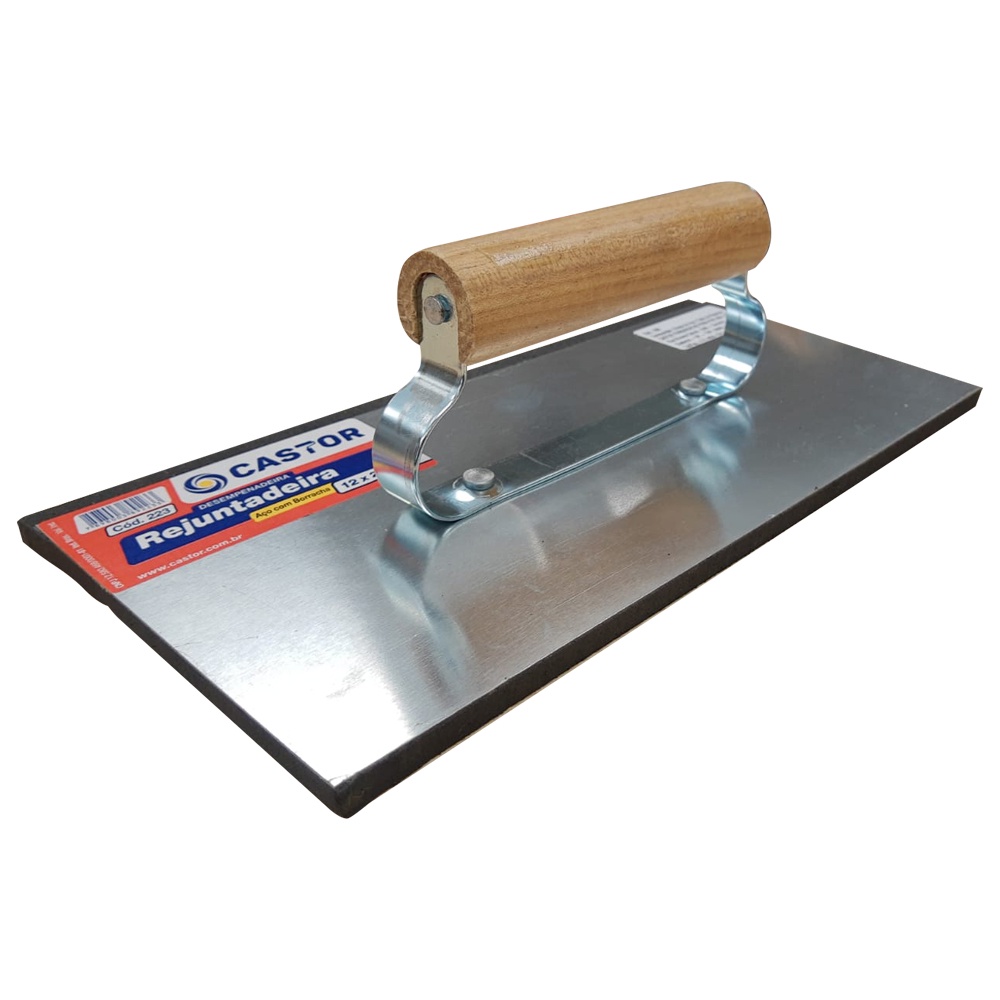 DESEMPENADEIRA ACO CASTOR COM BORRACHA PARA REJUNTE 12 x27cm