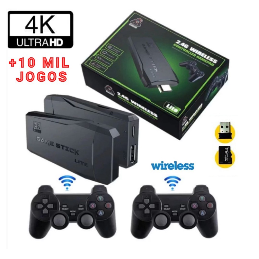 Console Retro Vídeo Game Retro 4k 9 Emuladores 10mil Jogos Clássicos Super Nintendo - Pronta Entrega