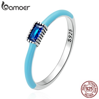 Bamoer Anel De Prata 925 Azul Zirconium Versão Simples Para As Mulheres Delicadas Index Anéis De Dedo