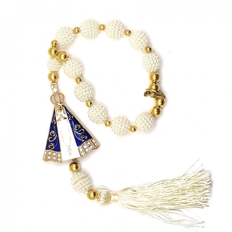 Kit 2 Dezenas / Terço De Nossa Senhora Aparecida 28cm De Comprimento Chaveiro / Adorno / Medalhão