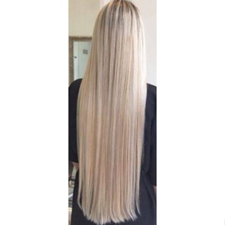 Aplique Tic Tac Bio Orgânico Loiro Liso Mechas 15T 60cm em Oferta na Shopee
