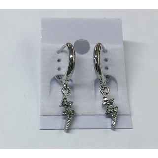 Brinco de Argola com pingente Raio Prateado
