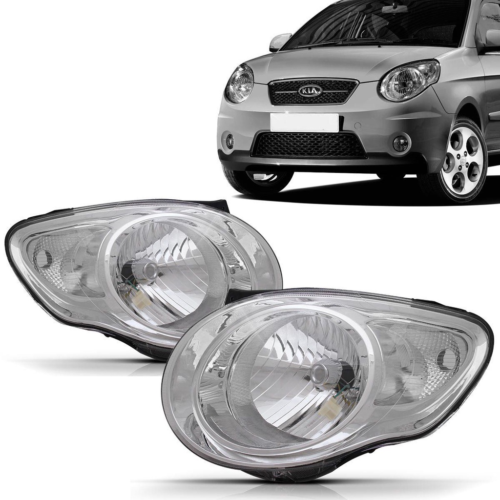 Farol Picanto 2009 2010 2011 Cromado - Spare Parts and Accessories for Vehicles