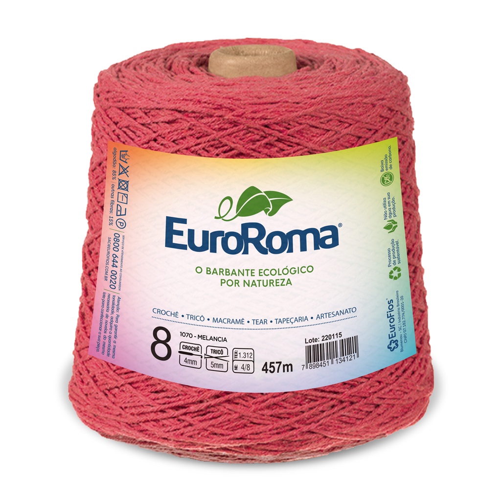 Barbante EuroRoma Colorido n°8 600 gramas. em Oferta na Shopee