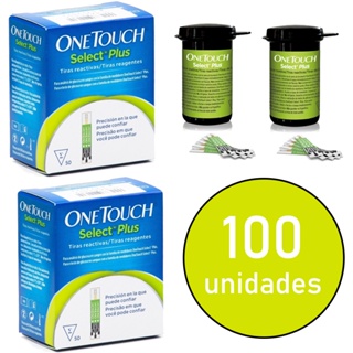 KIT 100 TIRAS FITAS DE GLICEMIA ONETOUCH PARA MEDIR GLICOSE ONE TOUCH SELECT PLUS em Oferta na Shopee