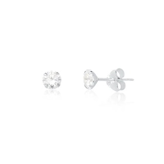 Brinco Ponto de Luz Prata 925 Segundo e Terceiro Furo Zircônia Redondo 2mm