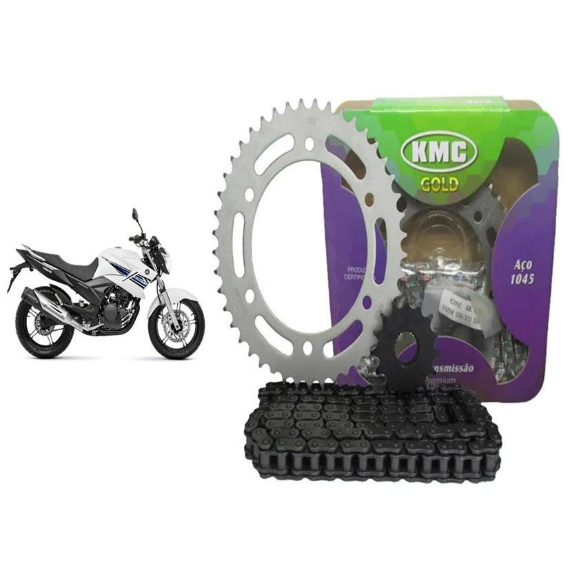Kit Relacao Tracao Transmissao Yamaha Fazer 250 2018 2019 2020 2021 2022 2023 Com Retentor Original Kmc
