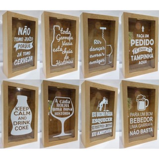 Quadro porta rolha ou tampinhas em mdf 27x17cm com impressão UV personalizado sem pintura em Oferta na Shopee