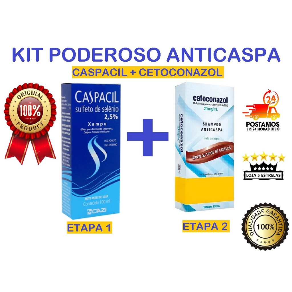 Kit Poderoso Anticaspa E Seborreia - Caspacil + Cetoconazol | Shopee Brasil
