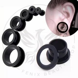 2 Alargador De Orelha Tunel Preto De Acrílico Par Piercing em Oferta na Shopee