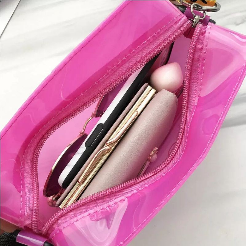 Bolsa quadrada fashion mini girl transparente casual transversal passeio promoção — imagem 2 de 2