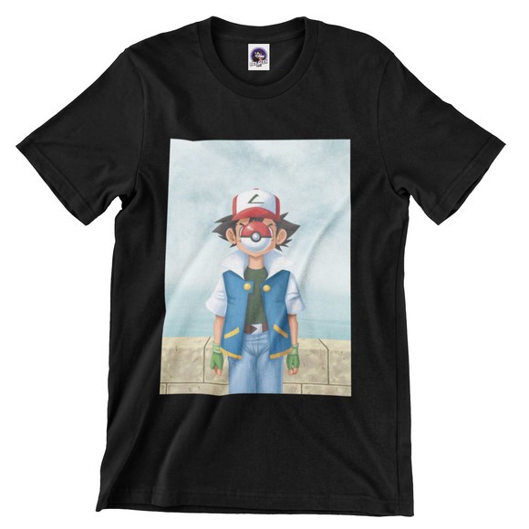 Camiseta Masculina Ash Pokémon Pikachu Camisa algodão