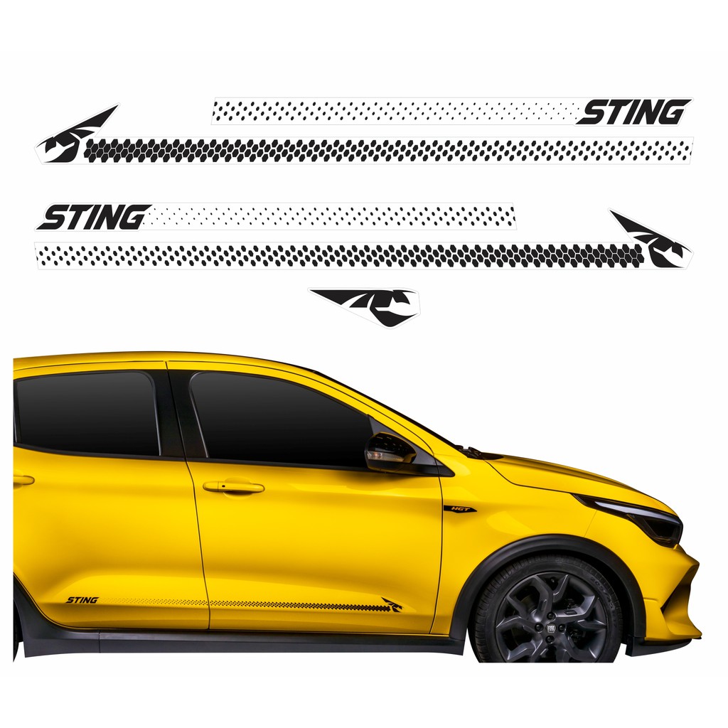 Kit Adesivos Faixa Lateral Argo Sting + Traseira Decalque Carro R806