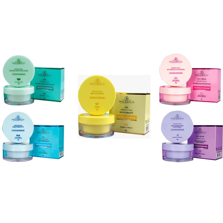 kit 5 Cremes Antioleosidade de Hidratação Facial PhalleBeauty em Oferta na Shopee