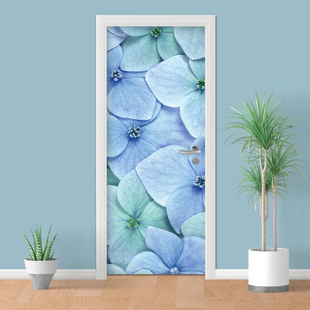 Adesivo Decorativo Para Portas - Orquídea, Flores, Flor Azul