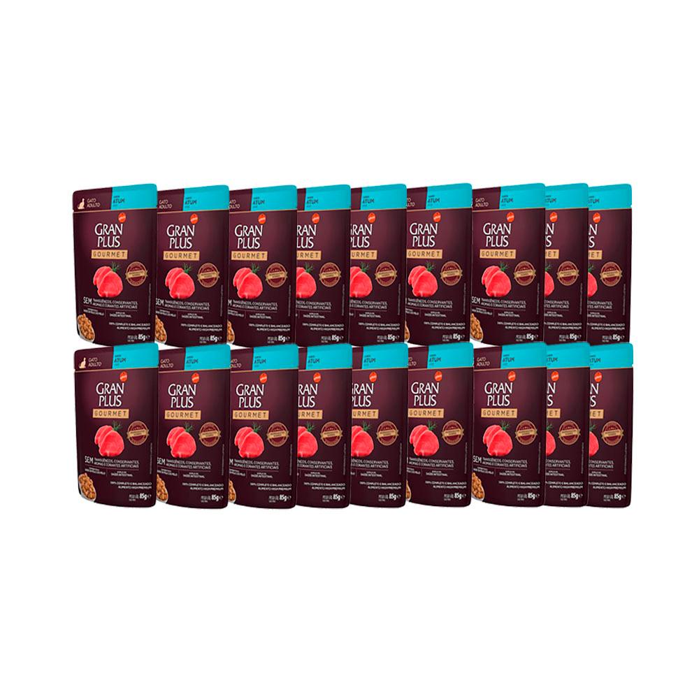 Kit 20 Racao Umida Gran Plus Gourmet Gatos Adultos Atum Sache 85gr em Oferta na Shopee