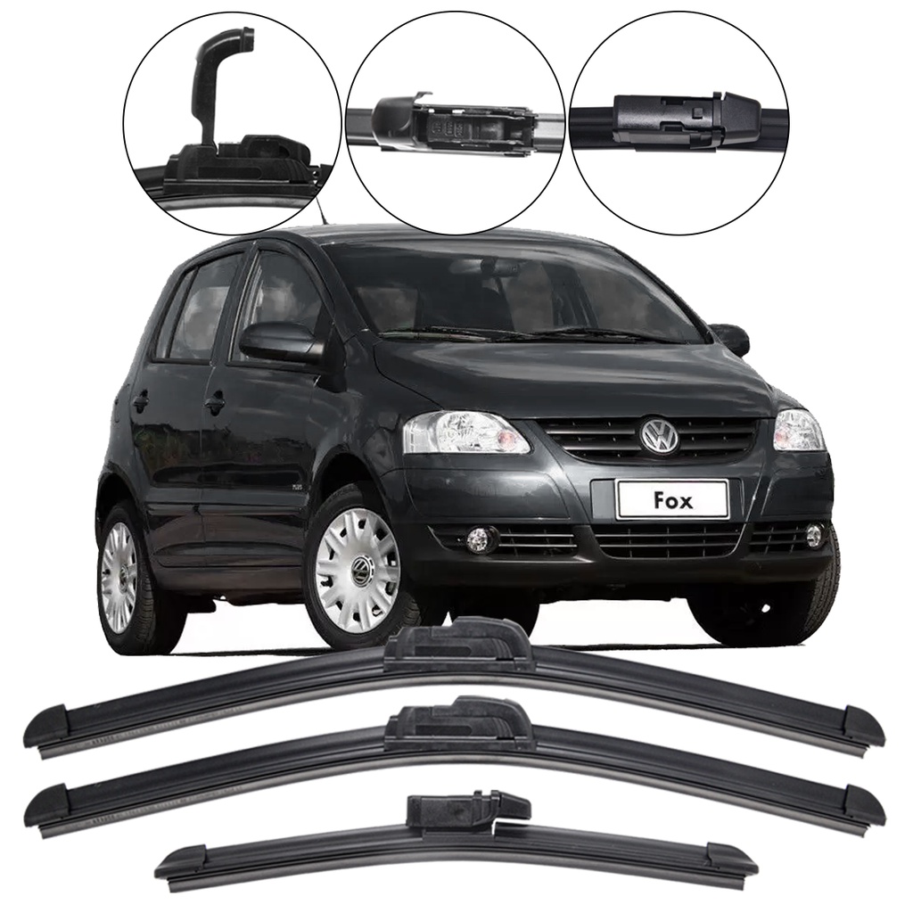 Kit 3 Palhetas Limpador Parabrisa Dianteiro + Traseiro VW Fox 2003 - 2009 em Oferta na Shopee