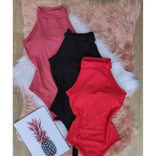 Body blusa feminino cavado gola alta com bojo tendência feminina