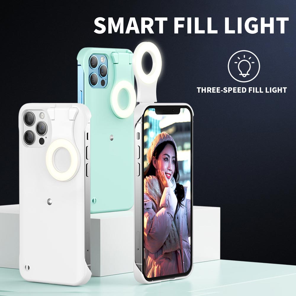 Capa com Ring Light Luz Selfie integrado para o iPhone 13 Pro