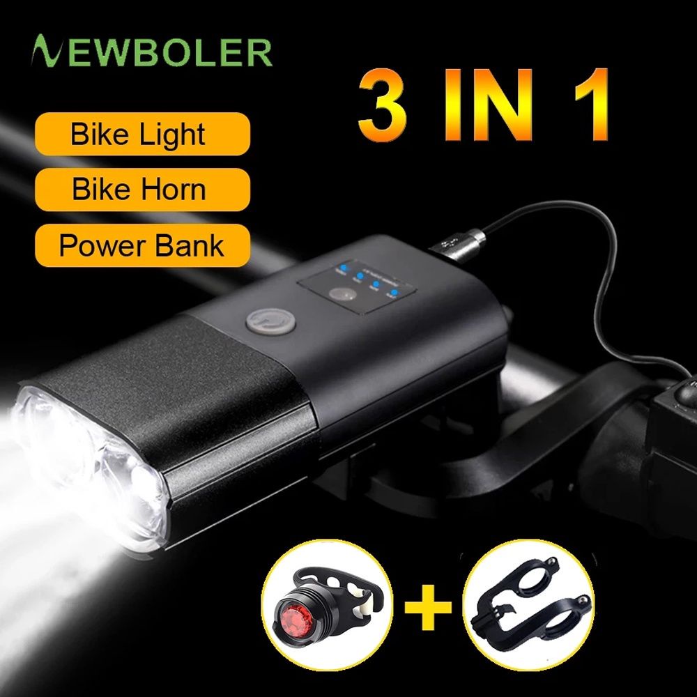 NEWBOLER 1800 Lumen Inteligente Indução Luz Da Frente Bicicleta Conjunto USB Recarregável 4000 Mah Levou Cabeça De Com Ciclops Lanterna Chifre Lâmpada em Oferta na Shopee