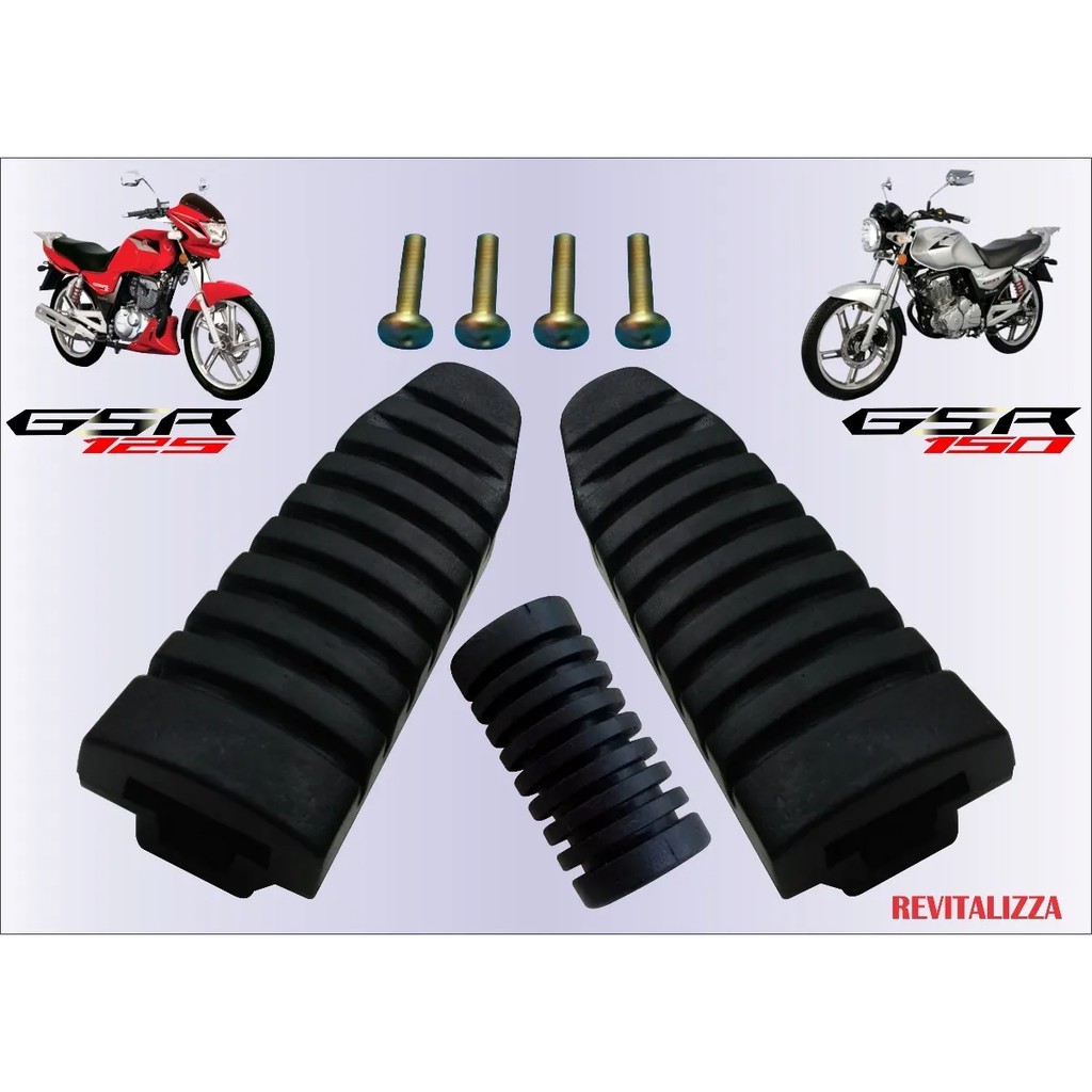 2 Borrachas Pedaleira Estribo + Borracha Pedal Câmbio Suzuki Gsr150/125