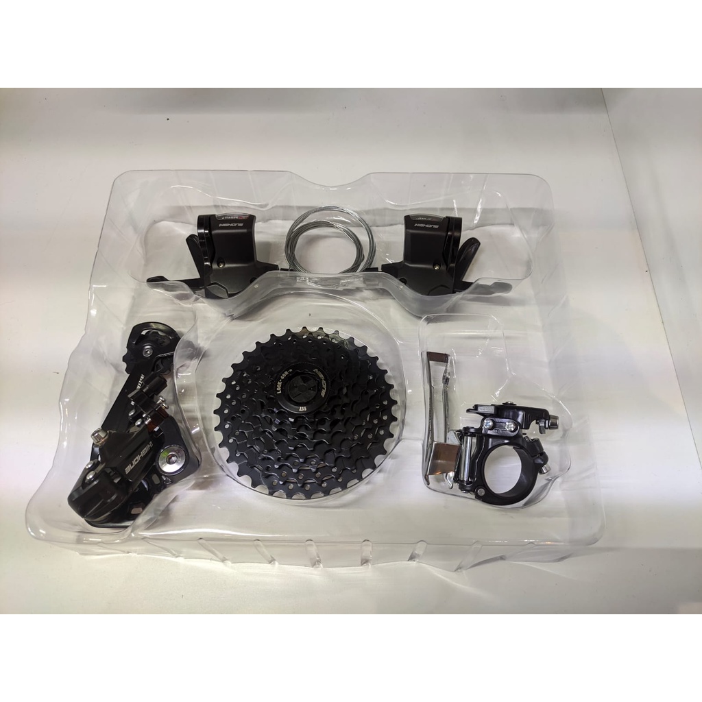 Kit relação Grupo Highone 3x8v / 24v Câmbio traseiro e dianteiro + cassete 11/32 + alavancas - MTB / Urbano