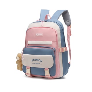 Mochila Escolar Grande Versão Coreana/Japonesa Antifurto Impermeável + Ursinho/Estojo (6601/6602/6603)