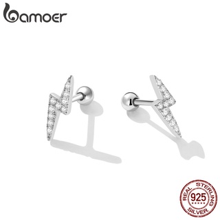 Bamoer (1 Par) Brincos De Prata Esterlina 925 Com Tarraxa Relâmpago Versátil/Acessórios De Moda Para Mulheres