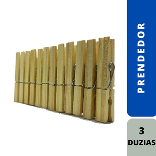 Prendedor de Roupa Madeira Pregador Kit com 3 Duzias 36 Prendedores