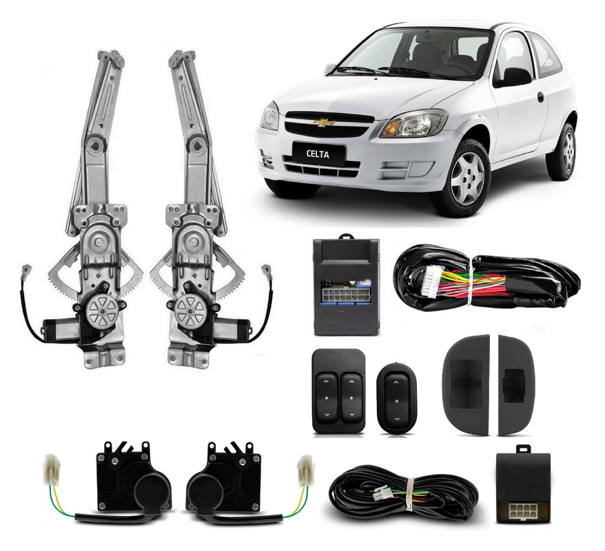 Kit Vidro Elétrico Celta 2 Portas super vhc Spirit 2006 2007 2008 + Trava Elétrica