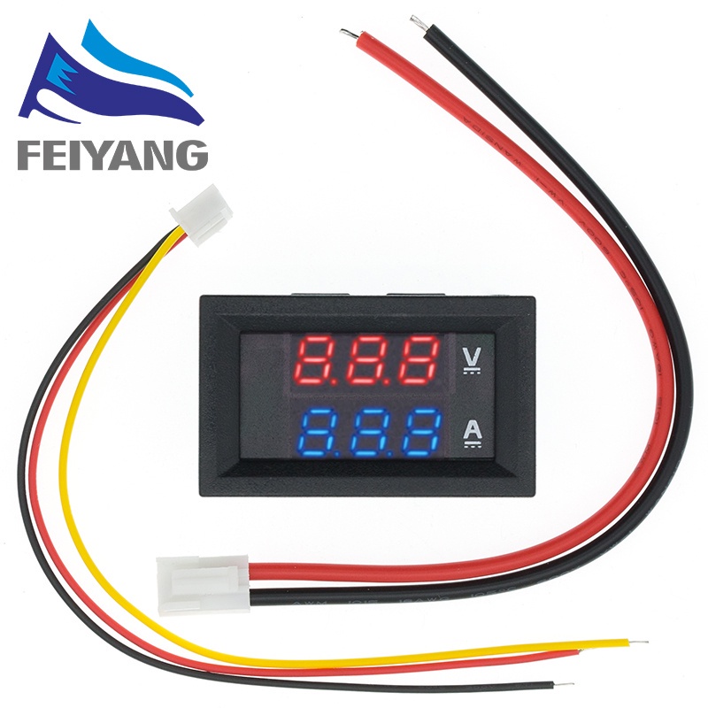 Voltímetro Digital DC 0-100V 10A Amperímetro De Duplo Display Painel Do Medidor De Corrente Voltagem 0.28 " LED Vermelho Azul