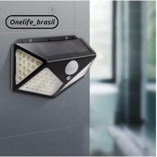 Luminária Solar 100 Leds Com Sensor Presença Movimento Fotocélula Sem Fio à Prova D' Água