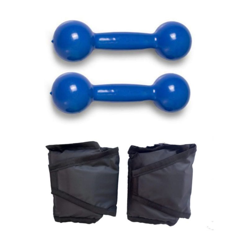 Kit Fisioterapia Par Halter Emborrachado 0,50 Kg ( meio quilo ) + Par Caneleira 1 Kg