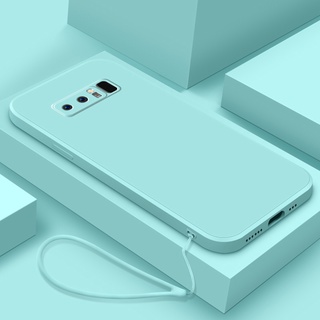 Capa De Borracha De Silicone Líquido Com Borda Reta + Cordão Fosco Anti-Impacto Para Samsung Galaxy S10/S9/S10 + Plus/S10E