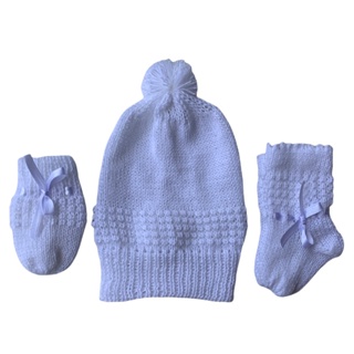 Kit de Bebê com Touca, Luva e Meia Branco em Oferta na Shopee