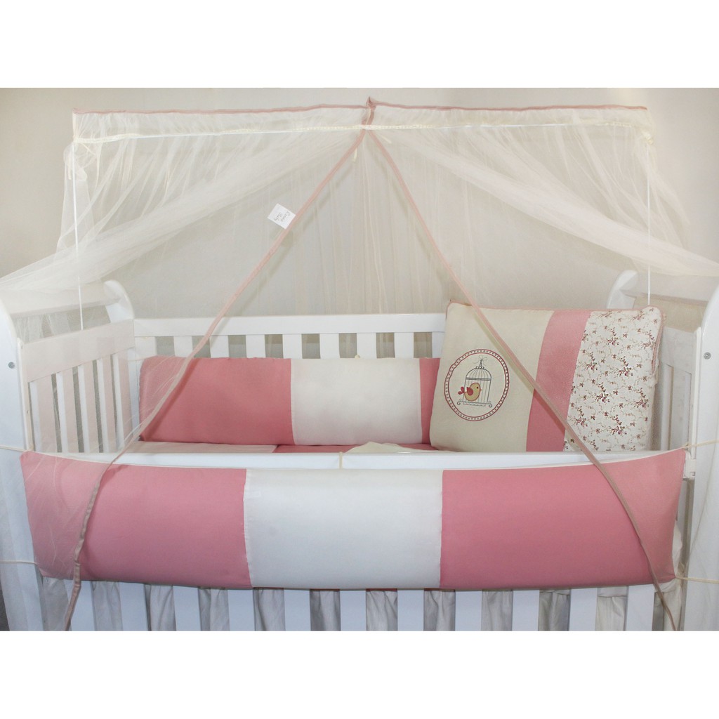 Kit Protetor de Berço Kids com Mosquiteiro Comum 7 peças Gaiola Ferrugem
