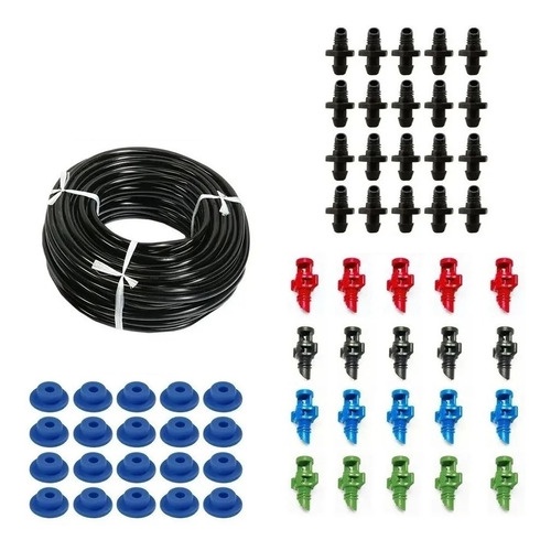 Kit Irrigação 50m Microtubo 50 Microaspersor 50 Conector