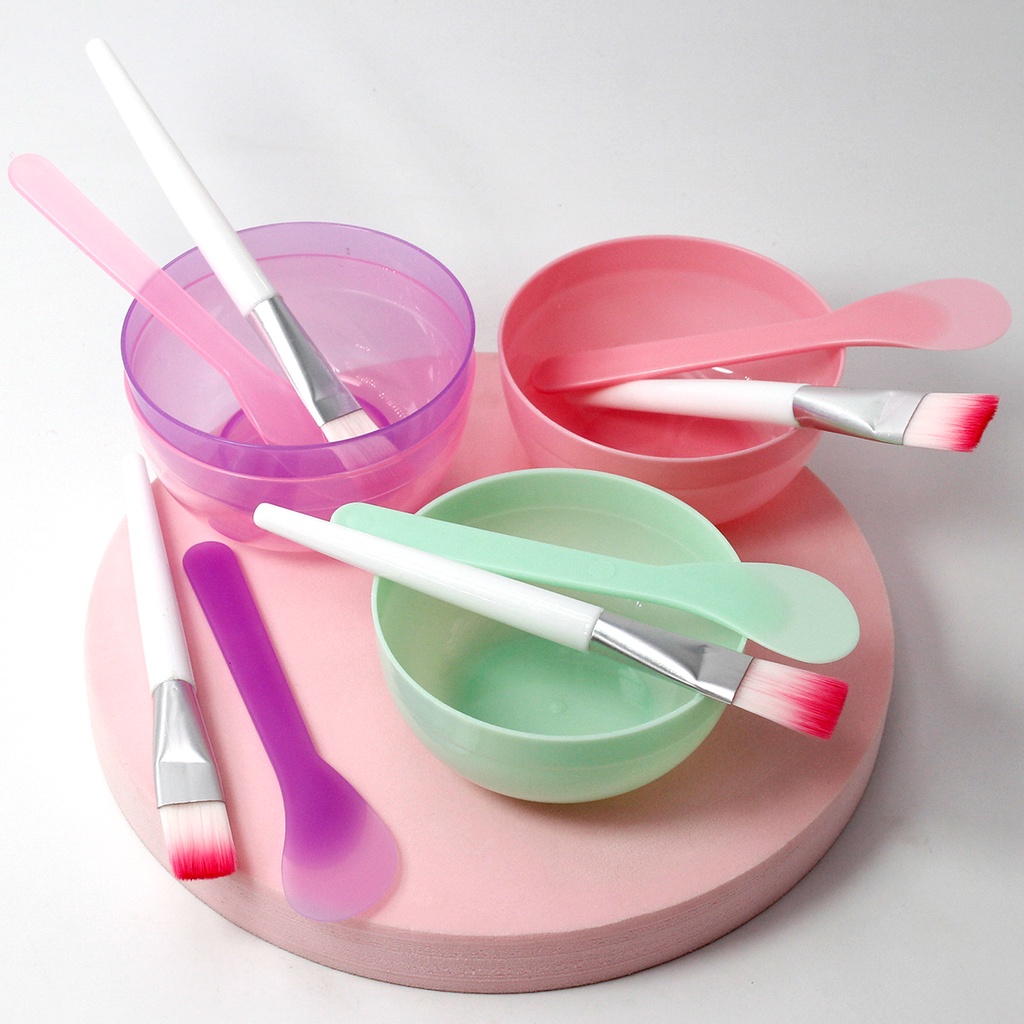 Kit Bowl Tigela De Plástico com Espátula  Conjunto De Misturar Aplicar Ferramentas De Maquiagem Cuidados Com O Rosto