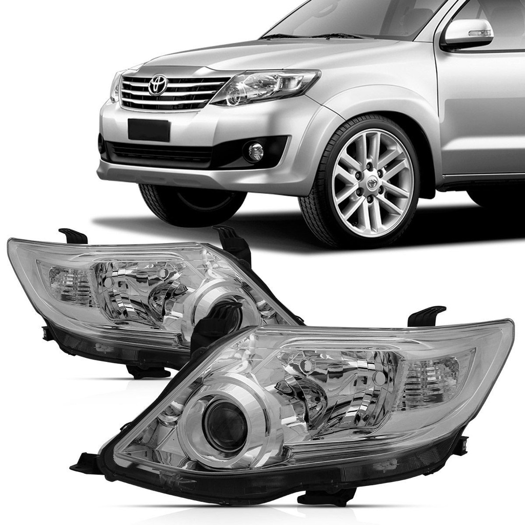 Farol Hilux Sw4 2012 2013 2014 2015 Foco Duplo Cromado em Oferta na Shopee