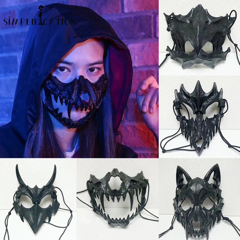 1 Peça Halloween Horror 3D Bone Skull Longo Dentes Máscara Facial Demoníaco/Cosplay De Crânio Performance Vestir Adereços