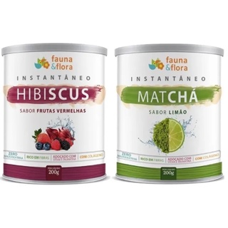 2 Chás Instantâneos Com Colágeno Hibisco E Matchá Limão Fauna e Flora em Oferta na Shopee