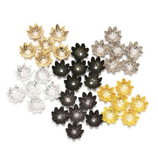 100pcs/lot 8 10mm 8-petal Flower Drop Bead Cap , Lotus Metal Tapered Spacer Beads Para A Fabricação De Jóias De Bricolagem