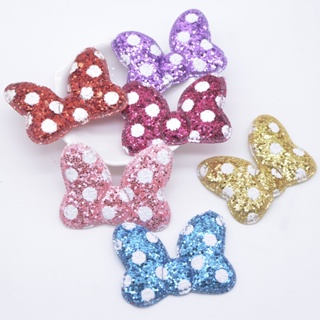 12 Pcs 55x42mm Acolchoado Couro Glitter Bow Tie Patches Acessórios em Oferta na Shopee